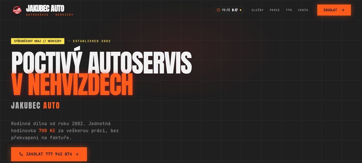 Web Jakubec Auto, který jsem postavil